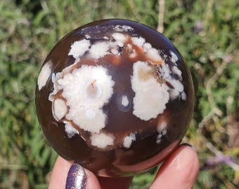 Pink Flower Agate Cherry Blossom Sakura Agate Sphere | 284 grams l 61mm