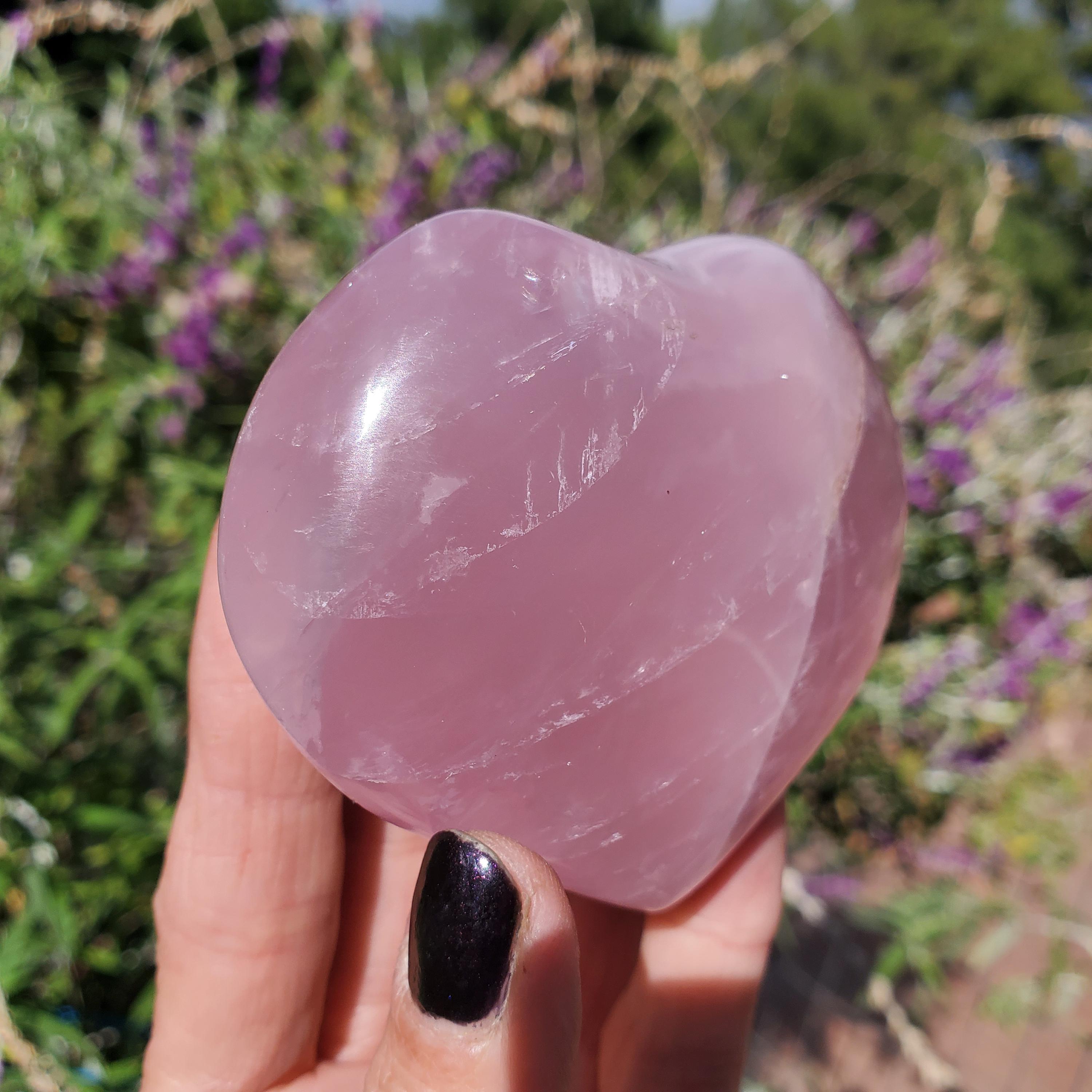 Deep Pink Asterism Star Rose Quartz Puffy Heart Rainbow Crystal