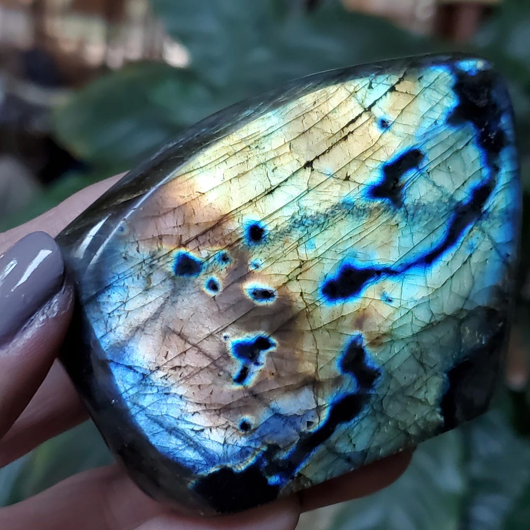 Labradorite Spectrolite Labradorite Spectrolite Pink & Golden Flash Crystal Slab Freeform 240 ...