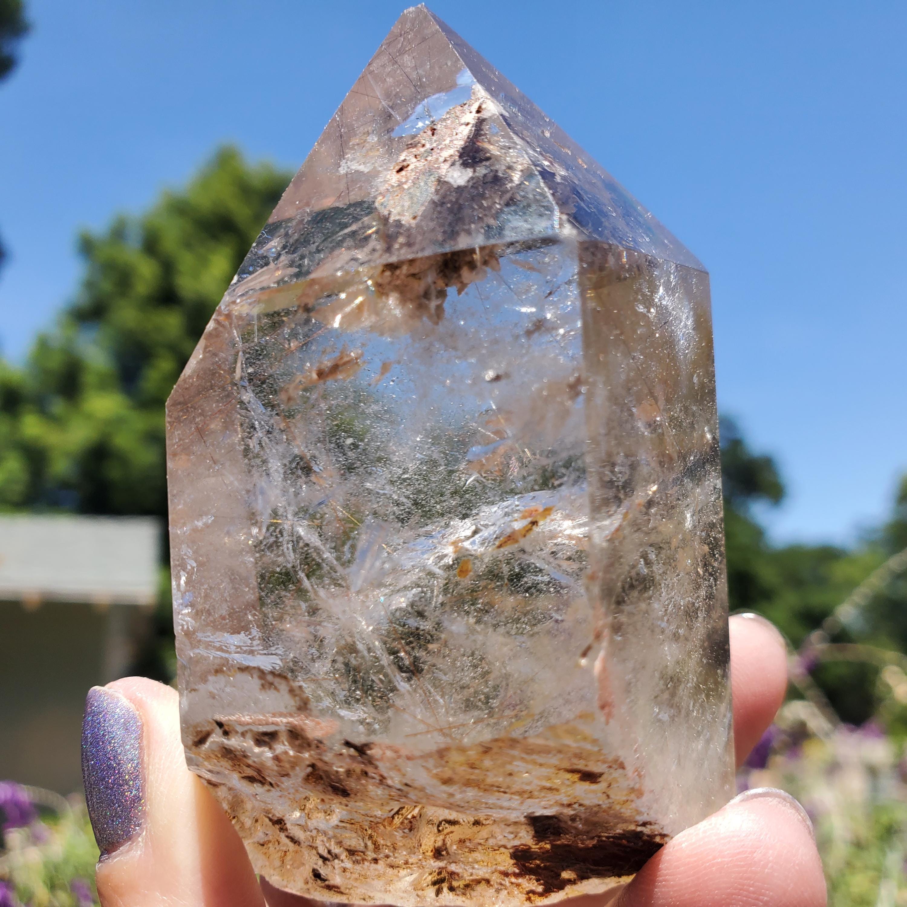 スモーキールチルクォーツクリスタルレインボーフラッシュ292グラム