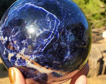 XL  Dark Blue Sunset Sodalite Crystal Healing Sphere 99mm  1290 grams