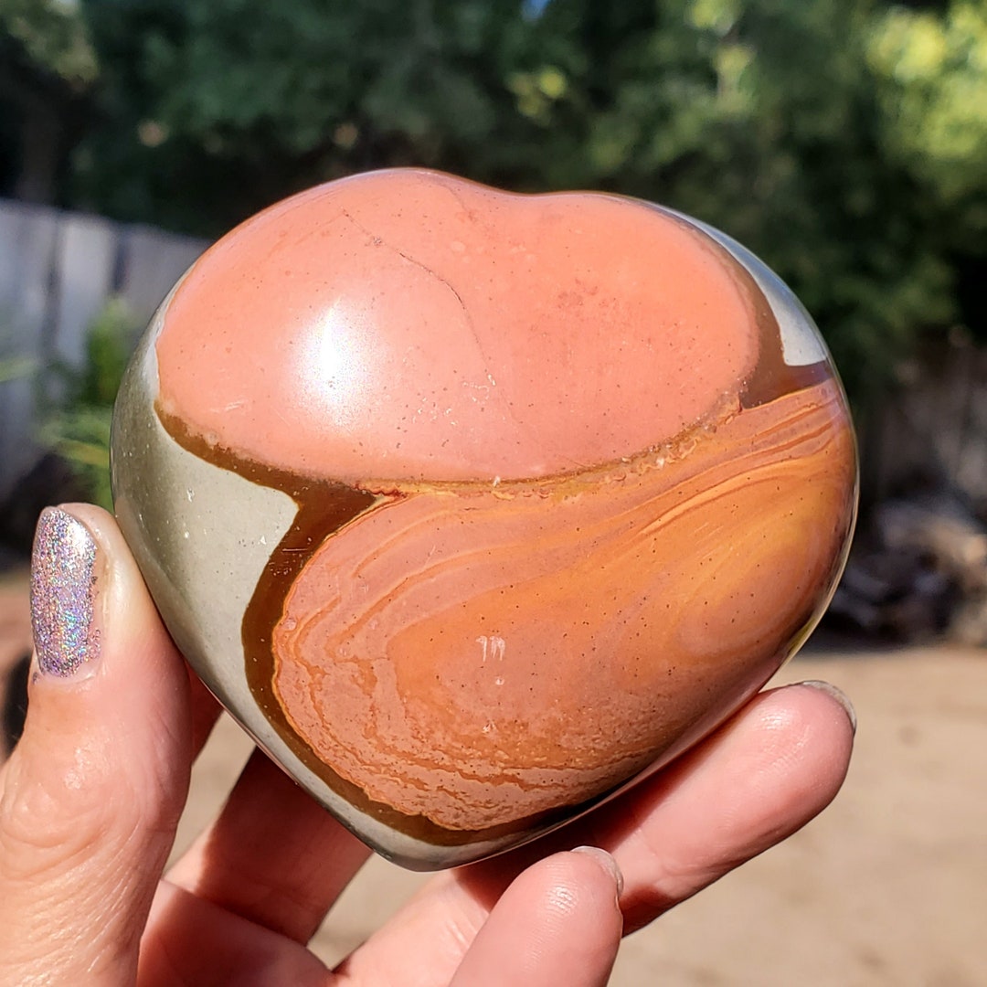 Polychrome Heart Stone Ochre Patterned Jasper Puffy Madagascar 194 ...