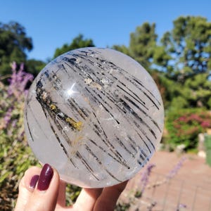 3lbs+ Tourmaline Rutilated Quartz Black Needles Rutile Sphere| 1380 Grams