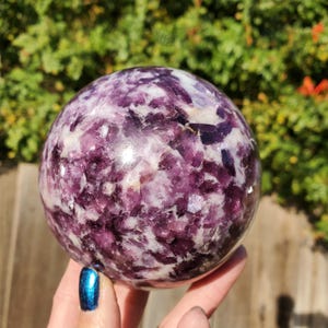 Lilac Purple Flashy Mica Crystal Sphere | A Grade | 1080 Grams |  91mm | 2lbs 6oz