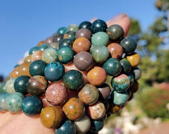 Ocean Jaspis Multi Color Crystal Runde Perlen Armband 6 mm