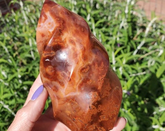 Deep "red" Carnelian Agate Flame Freeform Crystal | A Grade | 494 Grams | 1lbs 2oz