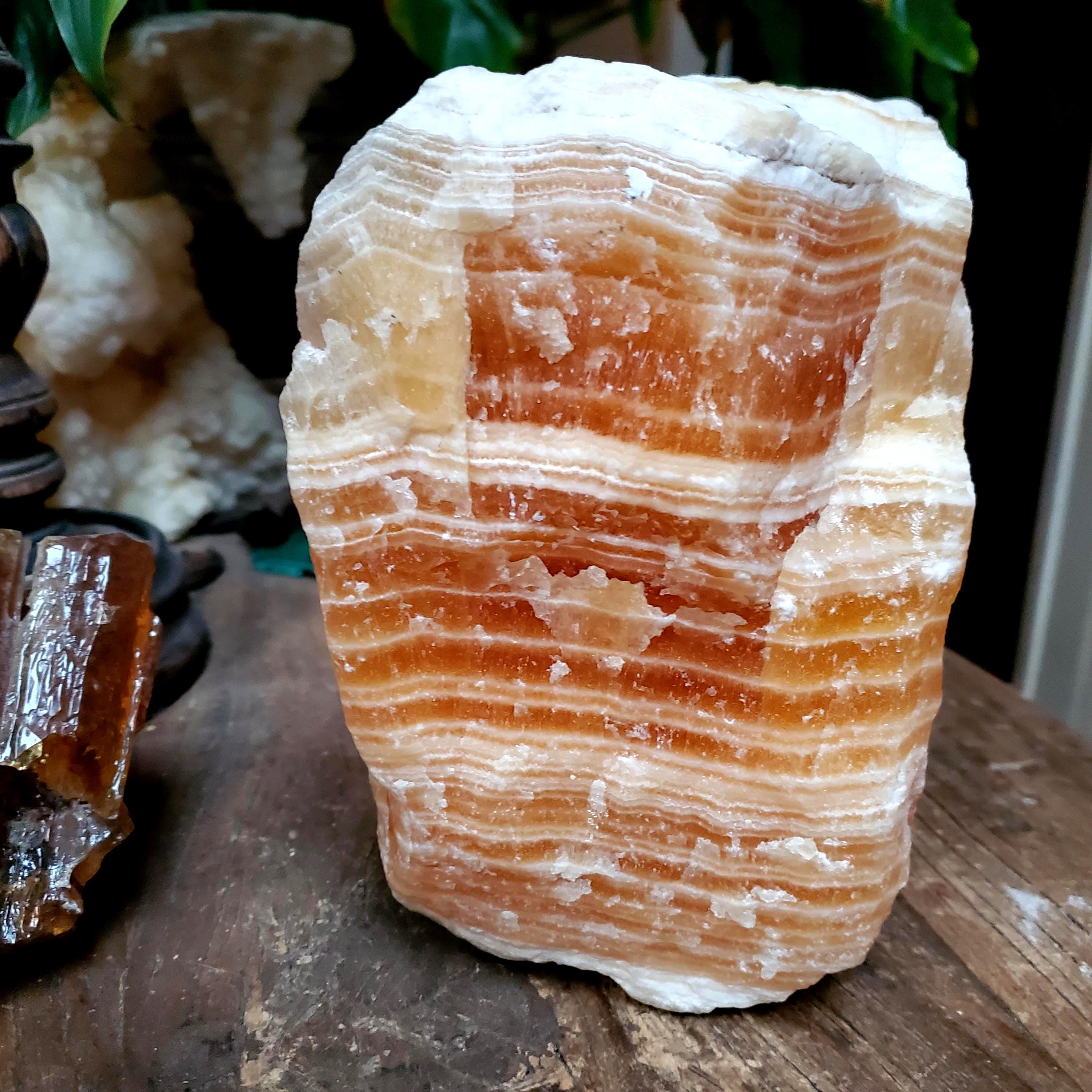 12lbs Banded Orange Calcite Chunk Rock Slab 5740 Grams 12lbs