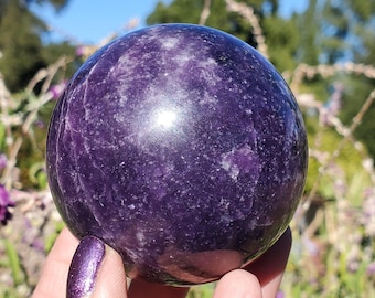 Purple Lepidolite Flashy Pinpoints Mica Crystal Sphere | A Grade | 376 Grams |  65mm