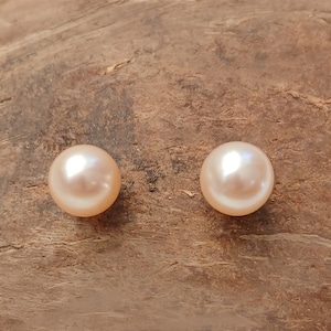 Pendientes de perlas AAA de 7/8 mm - Plata de ley 925 - Pendientes de perlas de agua dulce auténticas hechas a mano - Perlas AAA - Pendientes de perlas hechos a mano