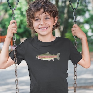 Rainbow Trout Kids Fishing Shirt - Youth Short Sleeve Tee