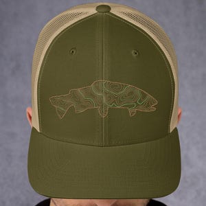 Topographic Trout 6-Panel Fishing Hat - Fly Fishing Trucker Cap