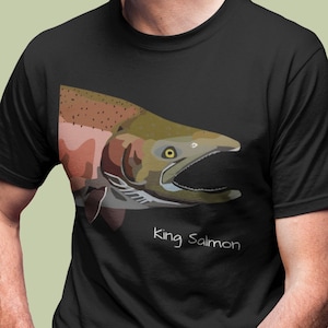 King Salmon Head | Chinook Salmon | Fish T-Shirt