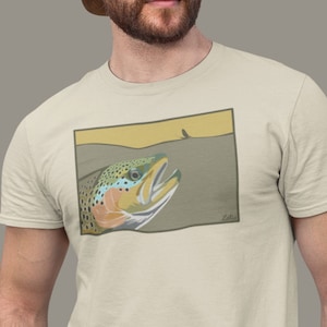 Brown Trout Sipping a Mayfly T-Shirt | Trout Shirt | Fly Fishing T-Shirt