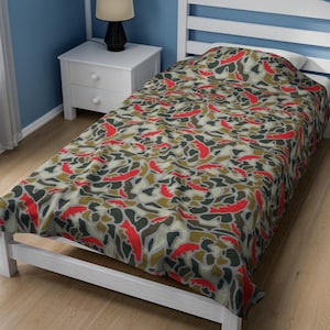 Trout Camo Velveteen Plush Blanket | Cozy Fish Blanket | 5 Color Options