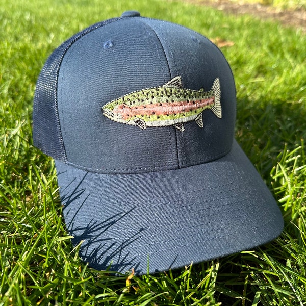 Rainbow Trout Embroidered Trucker Hat