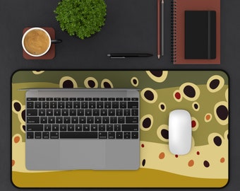 Brown Trout Skin Pattern Desk Mat