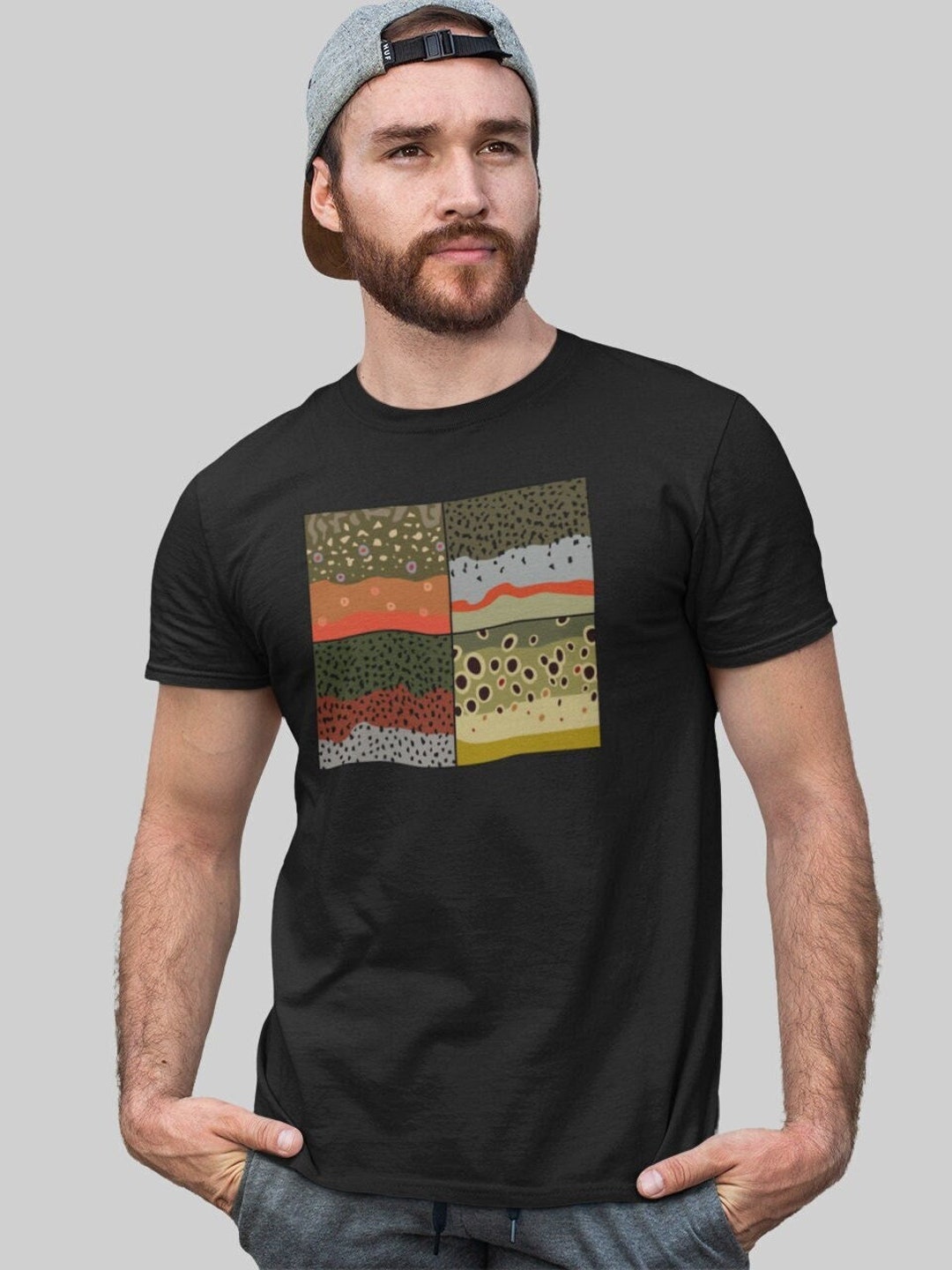 T-shirt Big Trout Skin Ruscello, Tagliagole, Trota iridea e