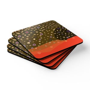 Brook Trout Skin Pattern - Corkwood Coaster Set