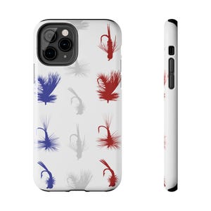 Patriotic Trout Flies Tough iPhone Case | Fishing Phone Case - White