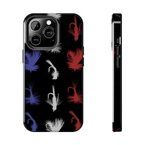 Patriotic Trout Flies Tough iPhone Case | Trout Fishing Phone Case | Black