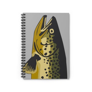 Brown Trout Stencil Spiral Notebook - Ruled Line