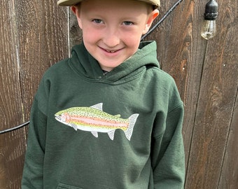 Rainbow Trout Kids Hoodie | Youth Heavy Blend Hooded Sweatshirt | Kids Fishing Sweatshirt