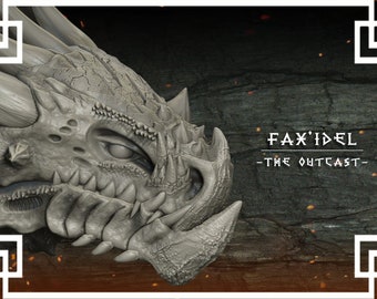 Fax'Idel - The Outcast - (White) Dragon Bust | Huge Dragon Head | Collect them All