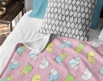 Budgie Blanket | Parakeet Blanket, Bird Blanket, Kawaii Blanket, Birb Lover Gift