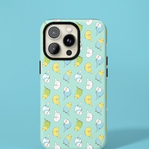 Capa de telefone resistente para periquito | Capa de telefone fofa para periquito, capa de telefone para pássaros, presente para periquito, capa de telefone para papagaio kawaii, presentes para periquitos