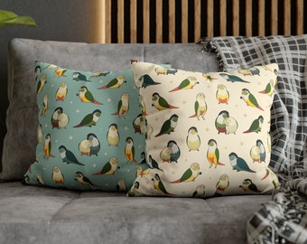 Federa per cuscino a forma di conuro dalle guance verdi - in finta pelle scamosciata / Federa per cuscino a forma di grazioso uccellino, federa per cuscino a forma di pappagallo, cuscino a forma di uccello, regalo per conuro, regalo per amanti degli uccelli