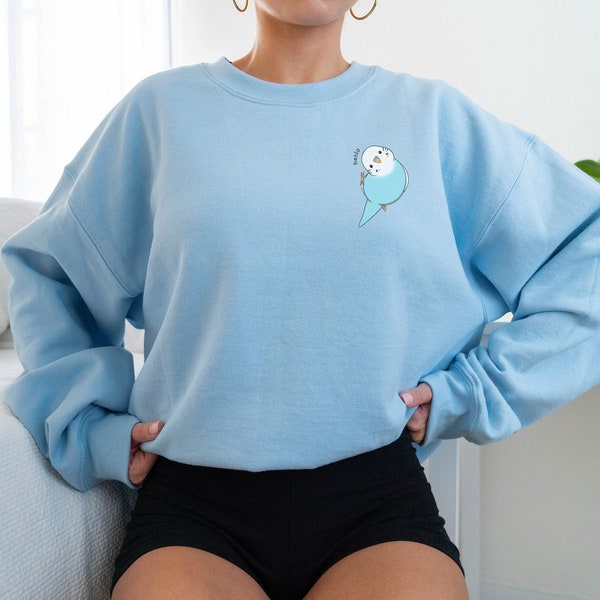 Henlo Budgie Sweatshirt / Hoodie | Birb Sweater, Cute Parrot Crewneck, Kawaii Clothing