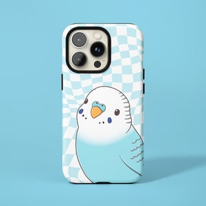 Groovy Budgie Tough Phone Case | Cute Parakeet Phone Case Blue Bird Phone Case Budgie Gift Kawaii Parrot Phone Case Parakeet Gifts