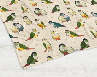 Coperta per conuro dalle guance verdi / coperta per pappagalli, coperta per uccelli da compagnia, coperta Kawaii, regalo per gli amanti delle birre, regalo per conuri dalle guance verdi