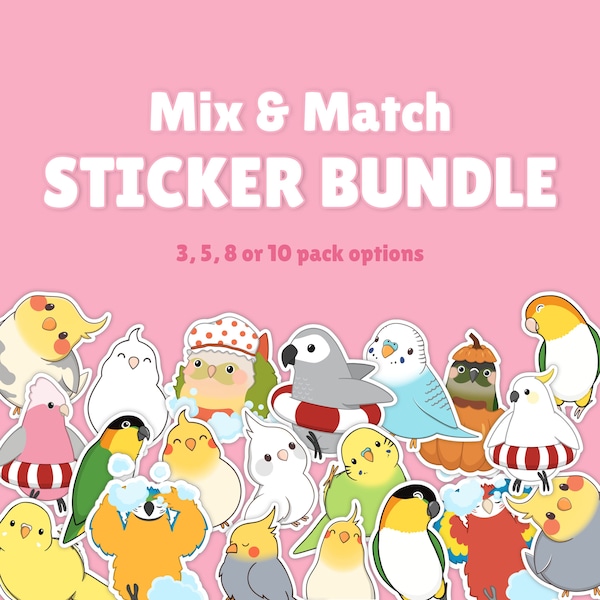 Birb Mix & Match Sticker Bundle | Cute Bird Stickers, Birb Stickers, Kawaii Parrot Stickers