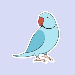 Cute Indian Ringneck Sticker | Birb Sticker, Ringneck Parrot Sticker, Kawaii Stickers, Laptop Stickers