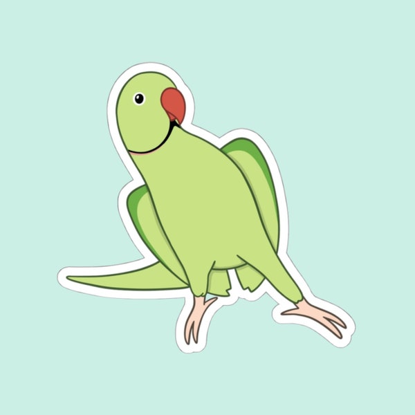 Posing Indian Ringneck Sticker | Cute Birb Sticker, Ringneck Parrot Sticker, Kawaii Stickers, Laptop Stickers