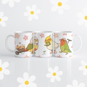 Spring Birbs Mug | Parrot Coffee Mug 11oz, Cute Bird Mug, Bird Lover Gift, Cockatiel Gifts, Green Cheek Conure Mug, Lovebird Mug