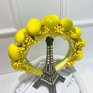 Bright Yellow Lemon headband. Lemon hair Crown