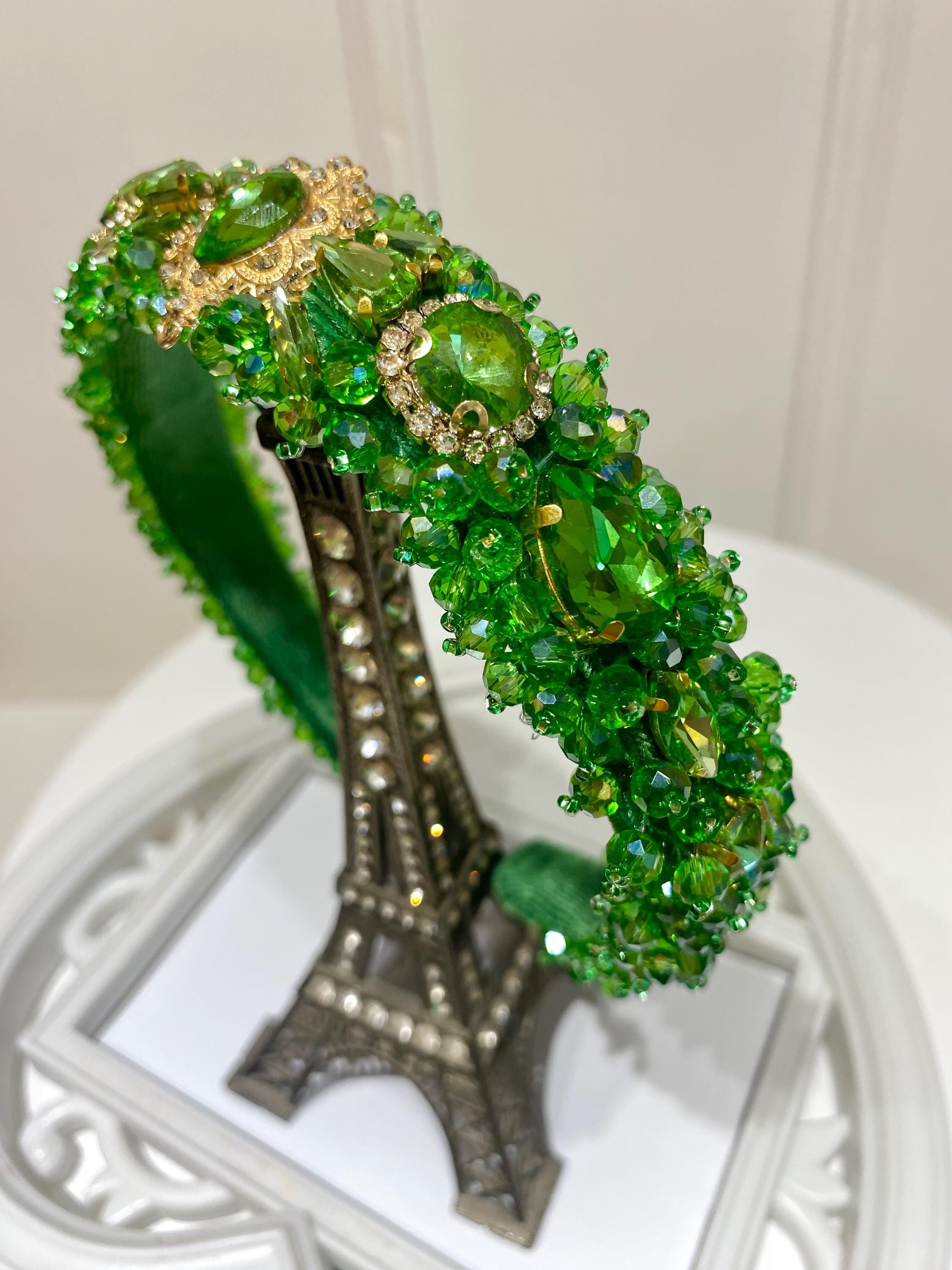 Regal Emerald Crystal Tiara Headband - Women Accessories Wedding Hair Jewelry Green Bridal Crown Princess... From  main image 4