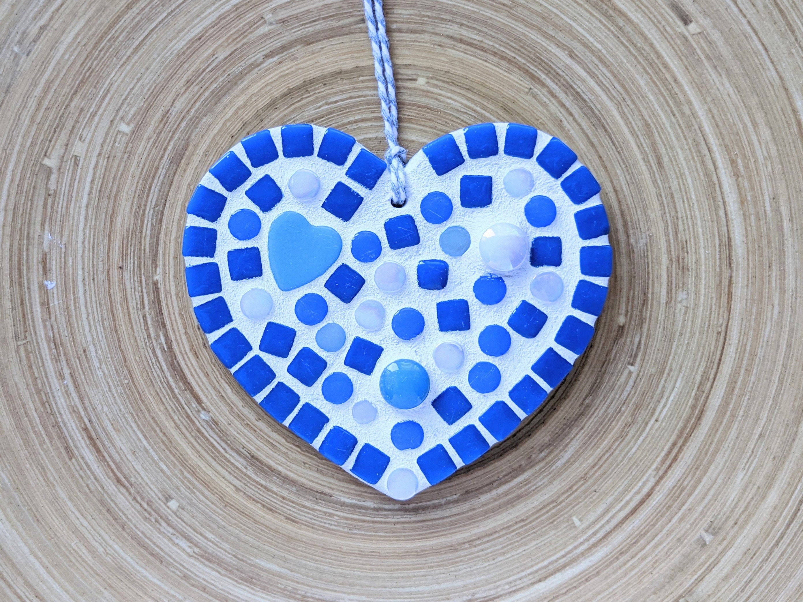 Mosaic Heart Kit Blue and white. Make your own mosaic heart Etsy.de
