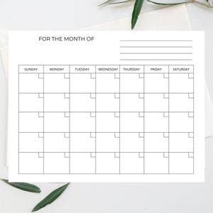 Blank Calendar Page, Instant Download, Printable & Digital, Customizable, 8.5 x 11 in, Print Ready, Calendar Page, Simple, Monthly Calendar