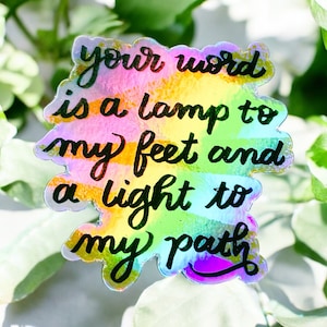 Your Word Is A Lamp To My Feet And A Light to My Path Faith Art Holographischer Wasserflaschen-Aufkleber