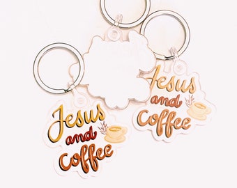 Jesus and Coffee Keychain Faith Art Lettering