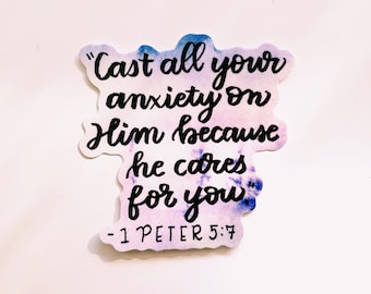 Cast Your Anxiety Faith Art Sticker Vinyl Waterbottle Sticker