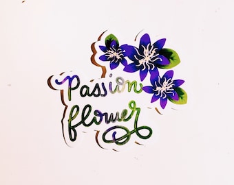 Passion Flower Faith Art Vinyl Sticker, Water Bottle Sticker