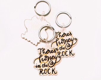 There’s Honey in the Rock Faith Keychain