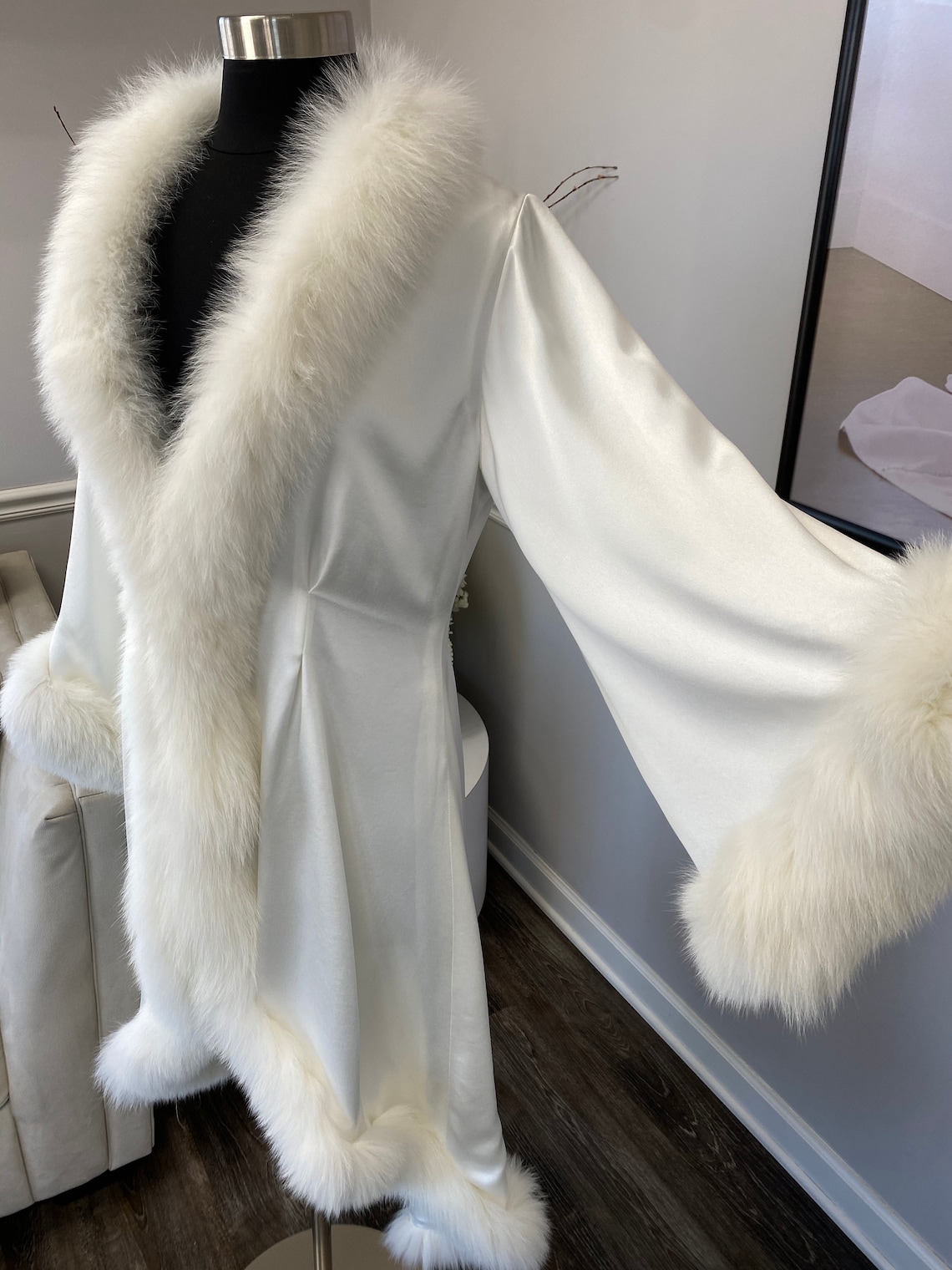 Luxury Silk Fox Fur Robe/luxury Robe/silk Robe/bridal Etsy New Zealand