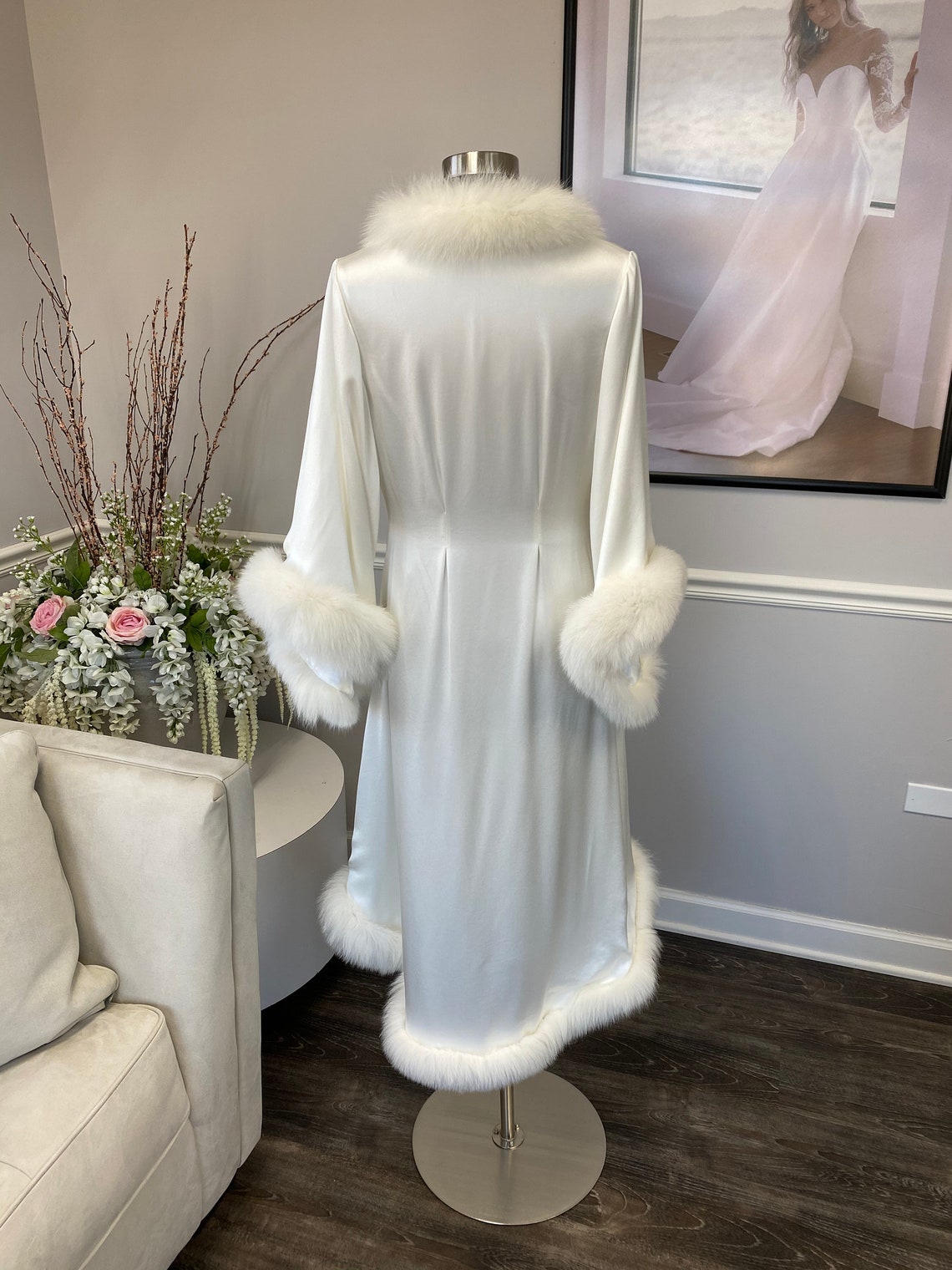 Luxury Silk Fox Fur Robe/luxury Robe/silk Robe/bridal Robe/luxury