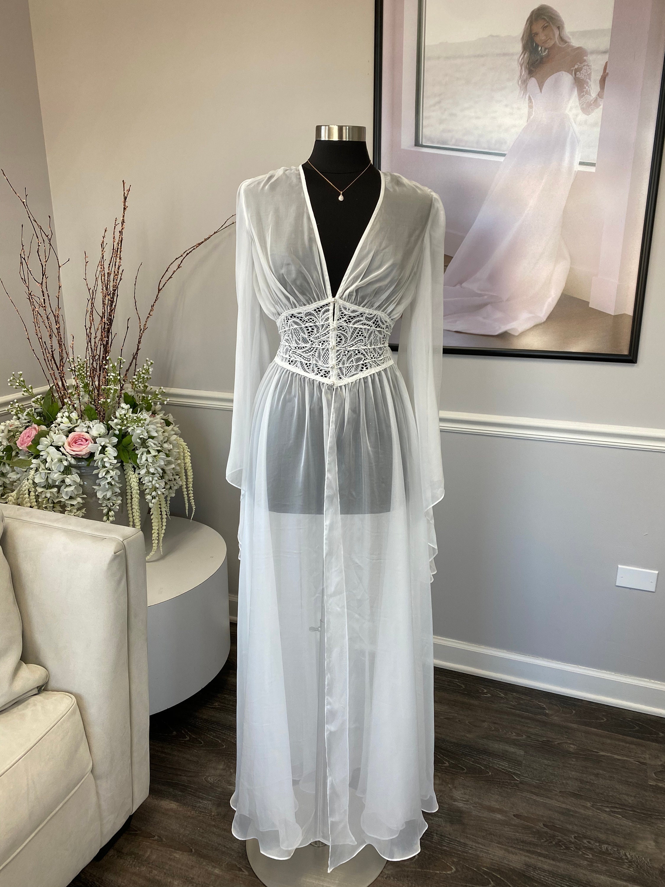 Bridal Robe, Bridal Negligee, Bridal Lingerie, Sexy Robe, Lace Robe