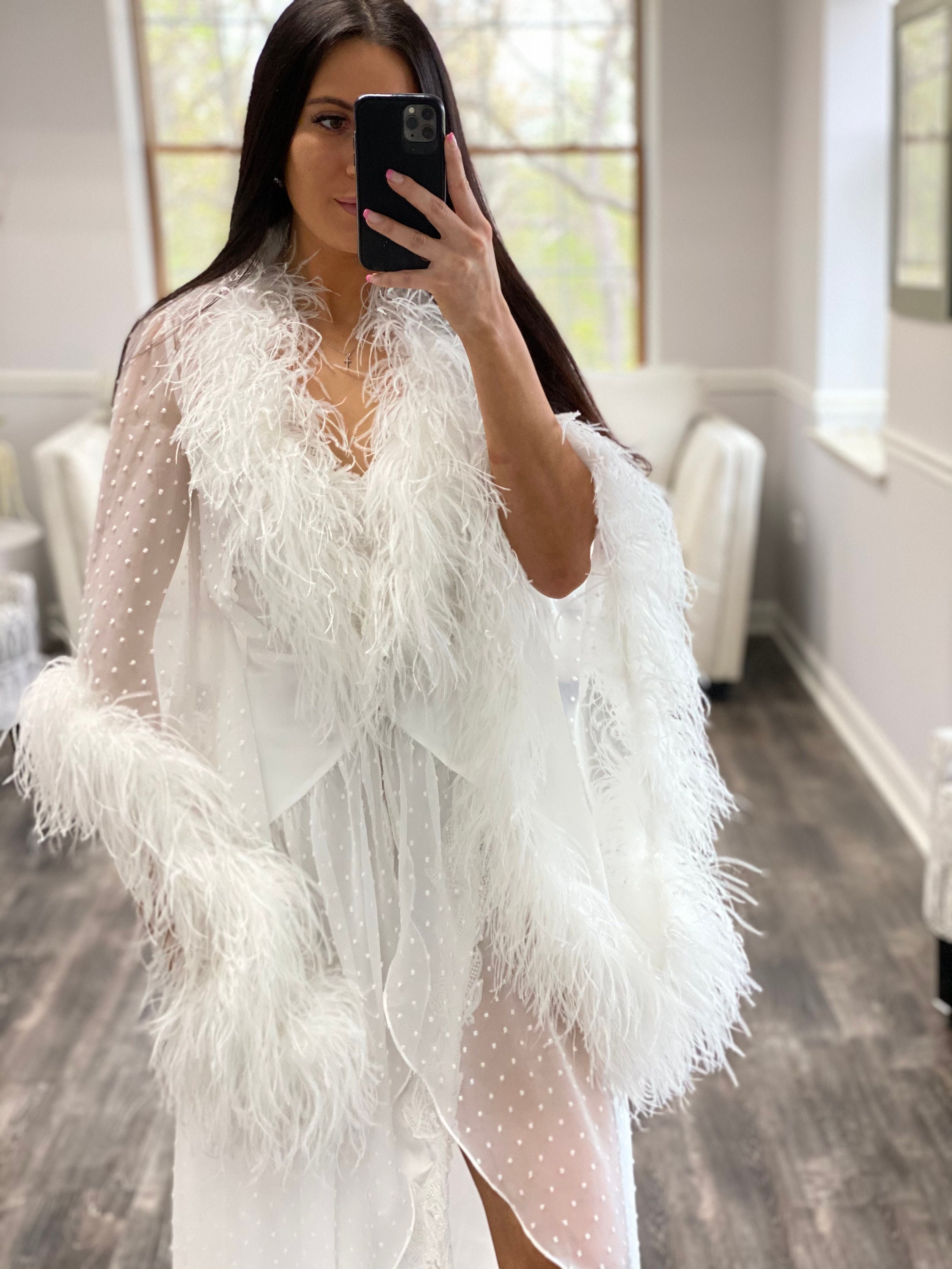 Ostrich Feather Robe/luxury Bridal Robe/negligee/ Boudoir Etsy UK